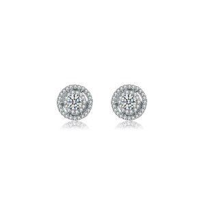 Womens Sterling Silver Clear Round CZ's Studs
